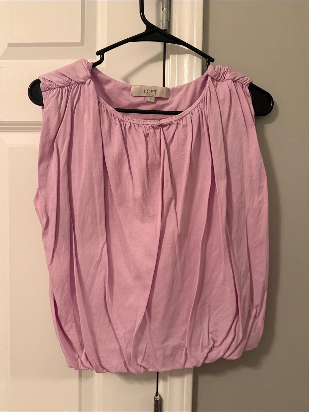 LOFT Light Pink Sleeveless Gathered Neck Blouson Tank
